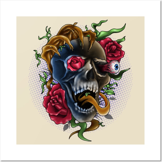 tattoo skull Wall Art by VicInFlight